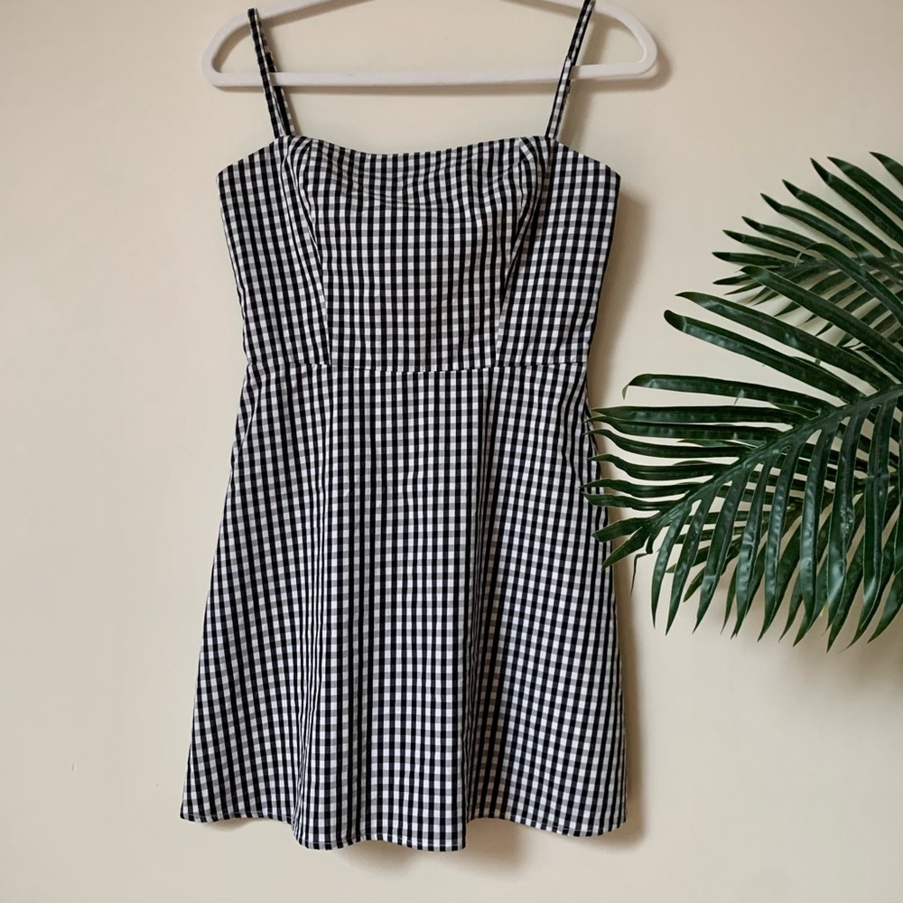 Reformation white and black gingham dress size 4